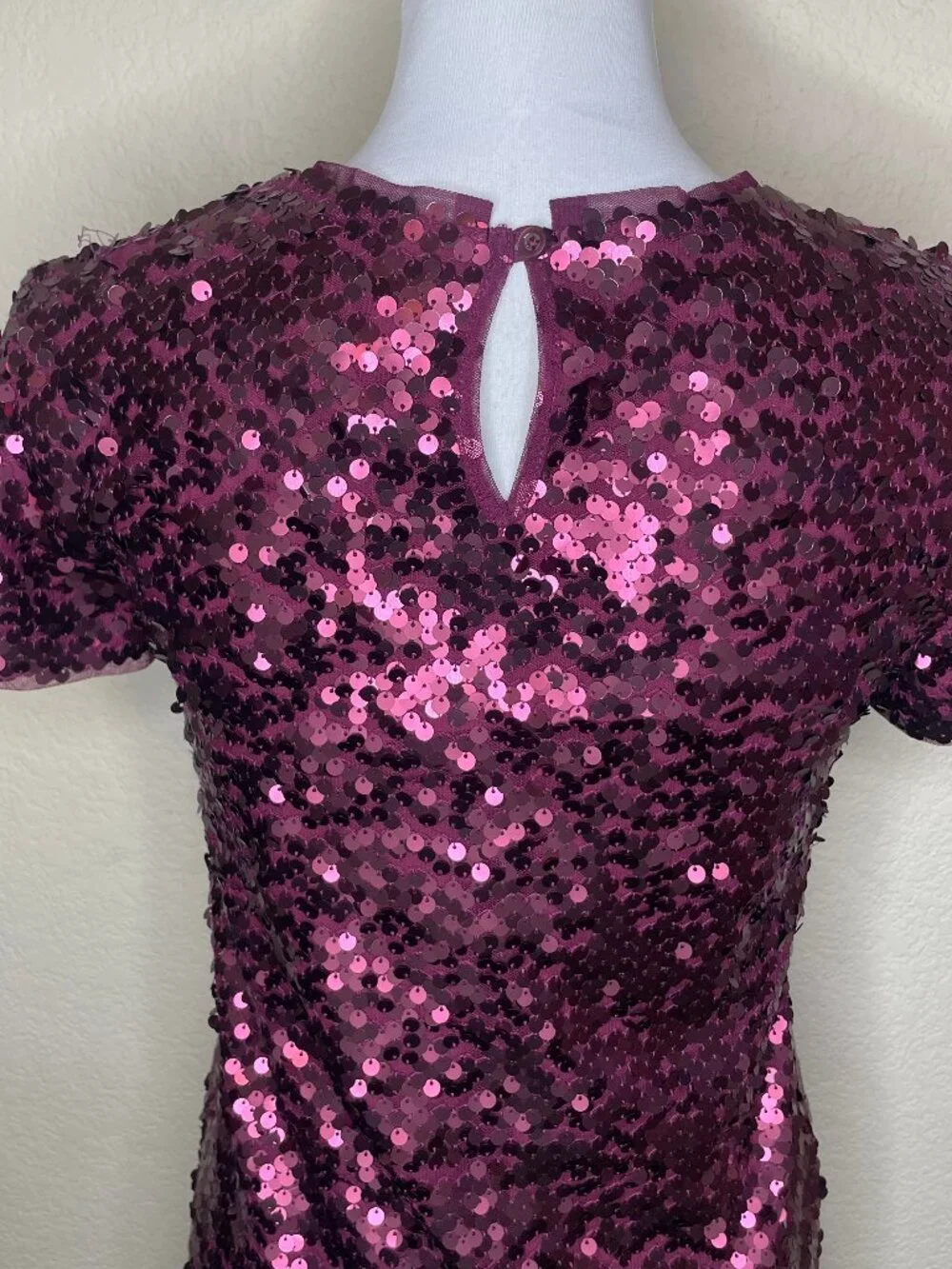 GAP KIDS XL Purple Sequin Shift Dress XL Metallic Plum Holiday Party Shiny